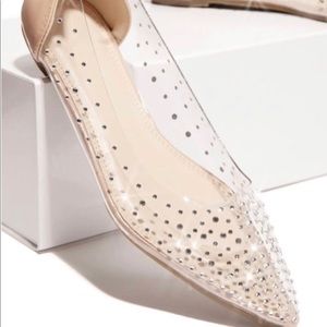 Nude/clear Sparkly Flats